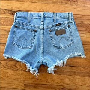 Wrangler Light Blue Frayed Jean Shorts